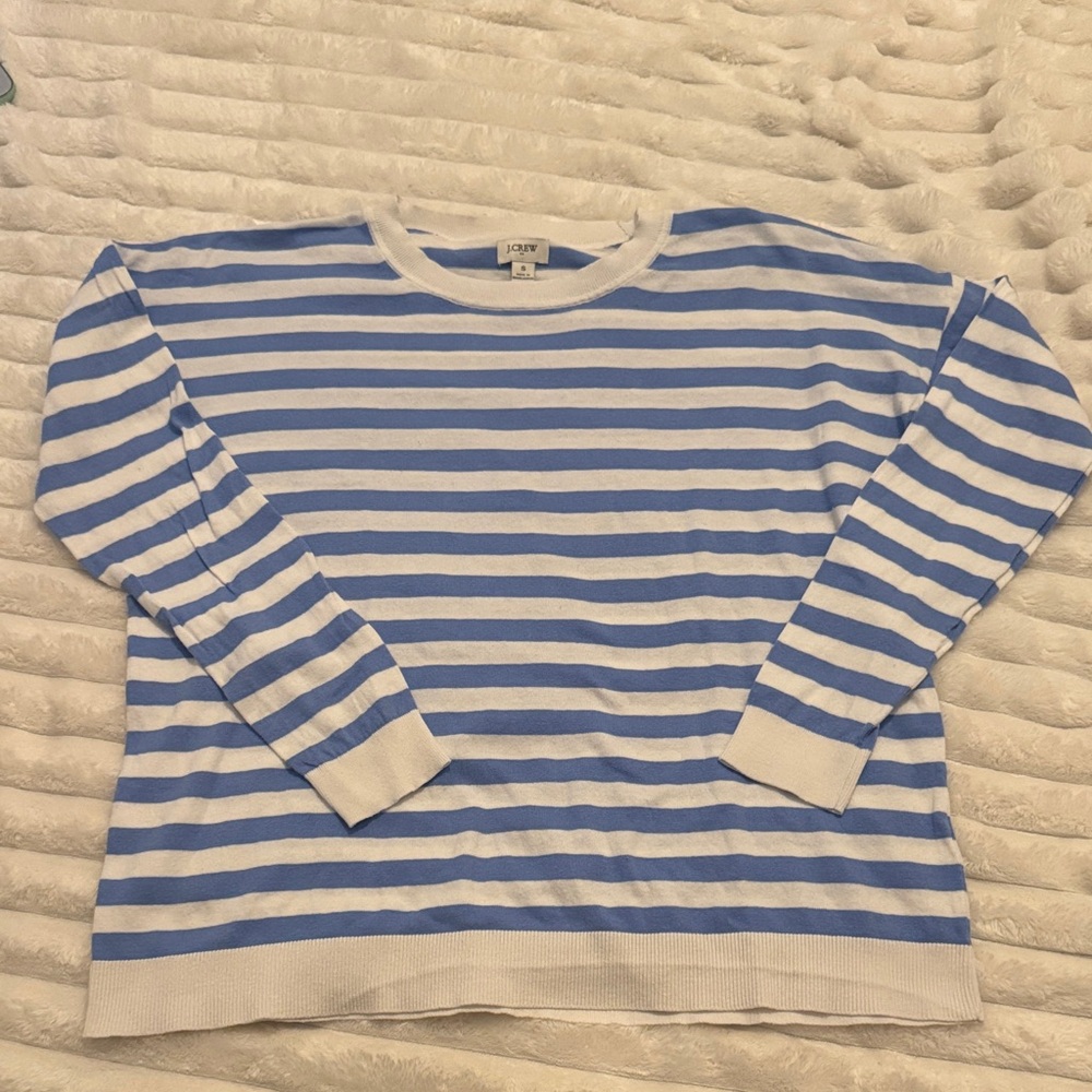 J.Crew Blue White Striped Sweater Small Crewneck Nautical Pullover